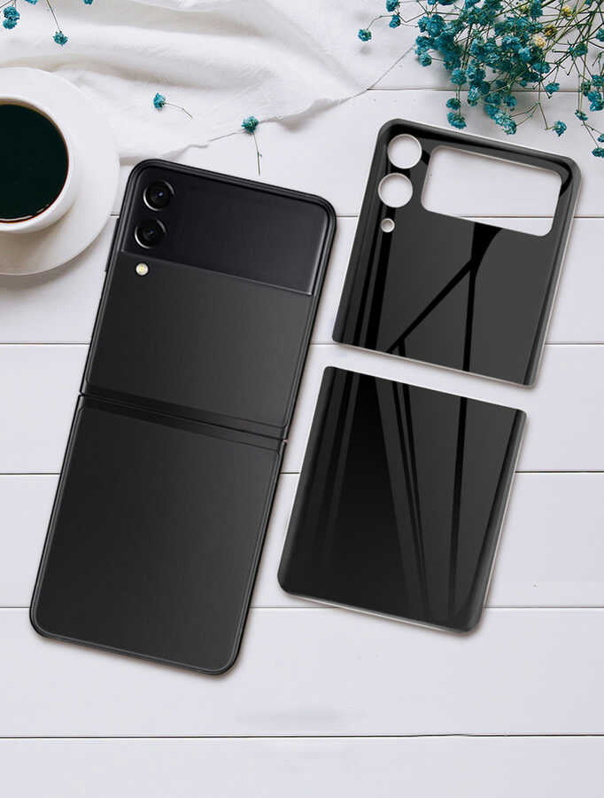 Galaxy Z Flip 4 Zore 3D Side Glass Ekran Koruyucu Siyah