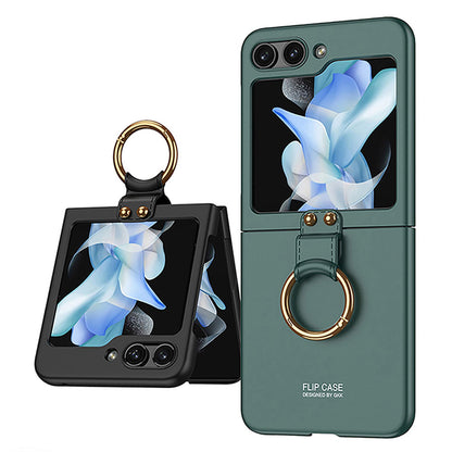 Galaxy Z Flip 5 Kılıf Zore Kıpta Yüzüklü Flip Sert Kapak Siyah