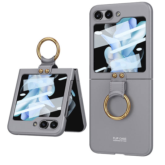 Galaxy Z Flip 5 Kılıf Zore Kıpta Yüzüklü Flip Sert Kapak Gri