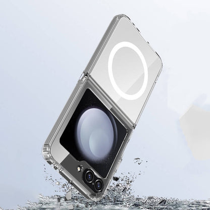 Galaxy Z Flip 6 Kılıf Magsafe Şarj Özellikli Şeffaf Sert PC Zore Embos Kapak Şeffaf