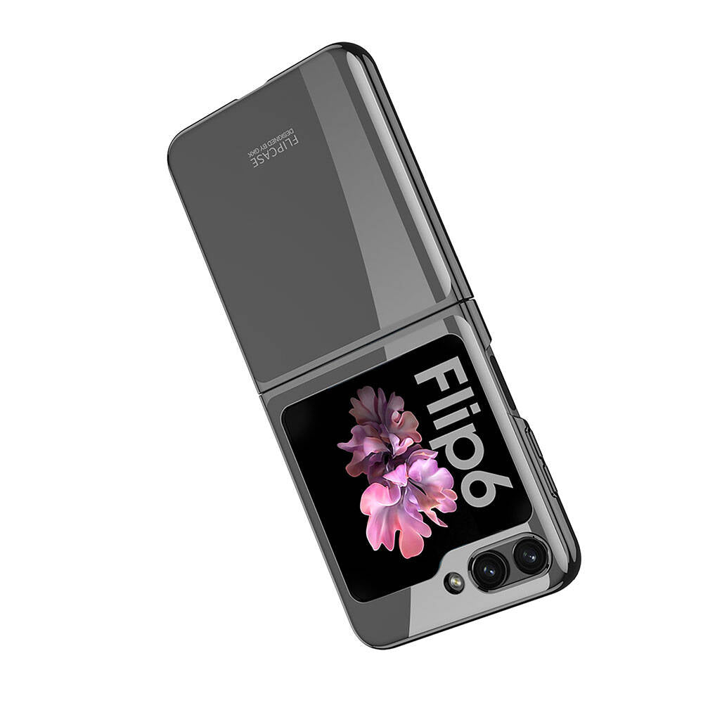 Galaxy Z Flip 6 Kılıf Zore Full Camlı Kıpta Kapak Siyah