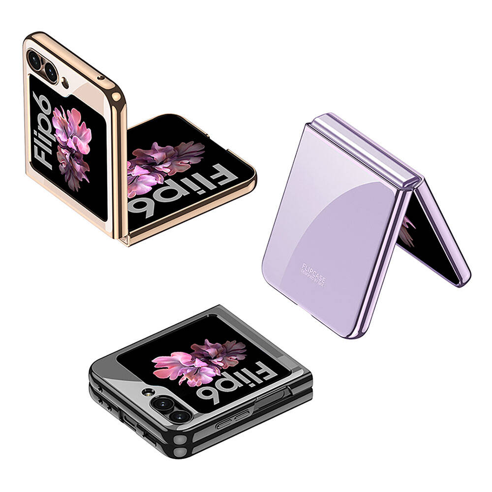 Galaxy Z Flip 6 Kılıf Zore Full Camlı Kıpta Kapak Şeffaf