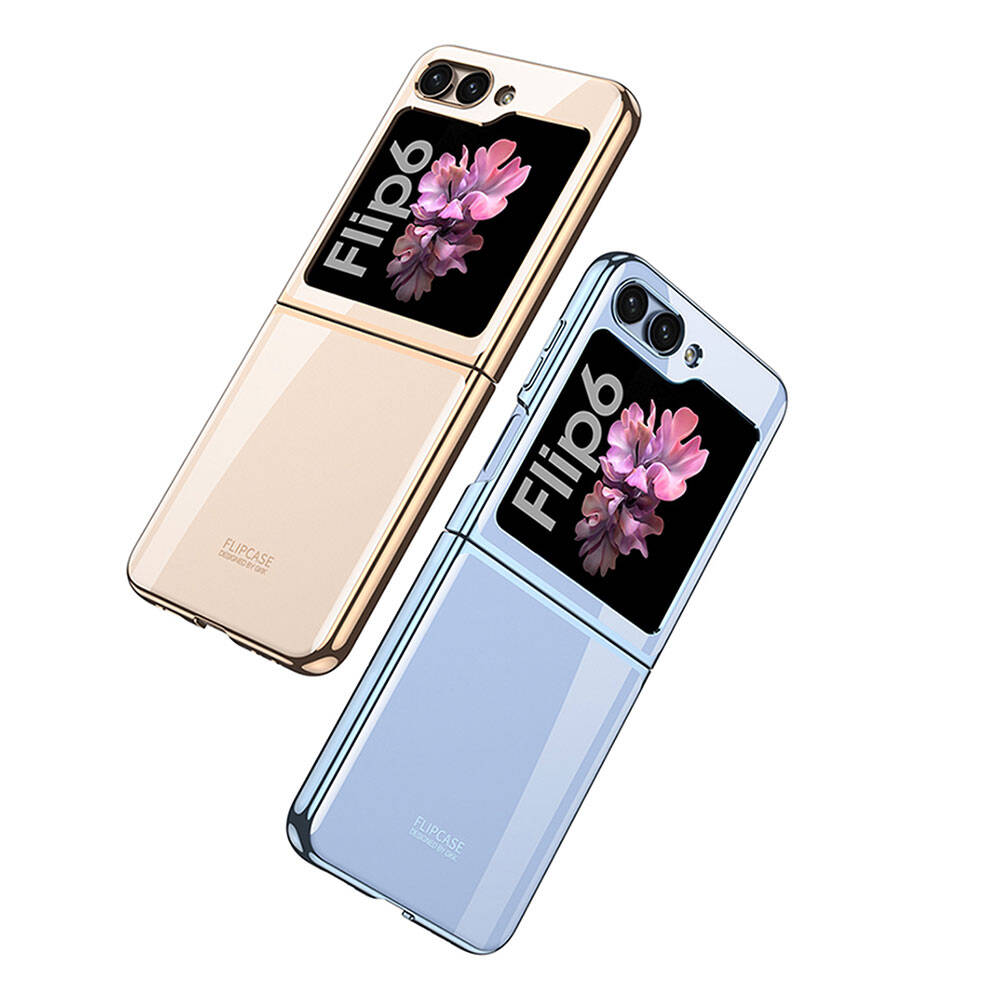 Galaxy Z Flip 6 Kılıf Zore Full Camlı Kıpta Kapak Şeffaf