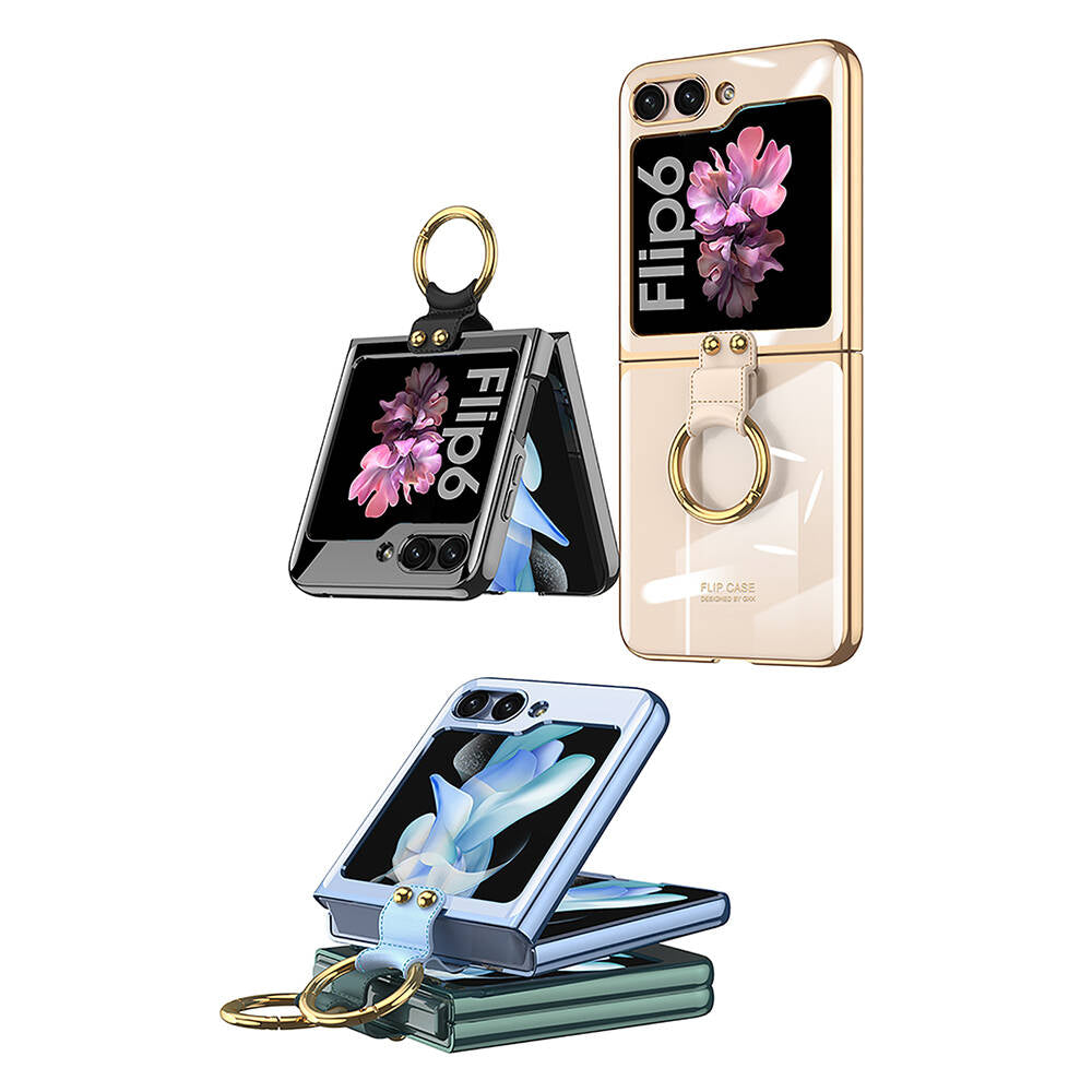 Galaxy Z Flip 6 Kılıf Zore Yüzüklü Kıpta Kapak Koyu Yeşil
