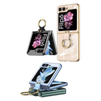 Galaxy Z Flip 6 Kılıf Zore Yüzüklü Kıpta Kapak Koyu Yeşil