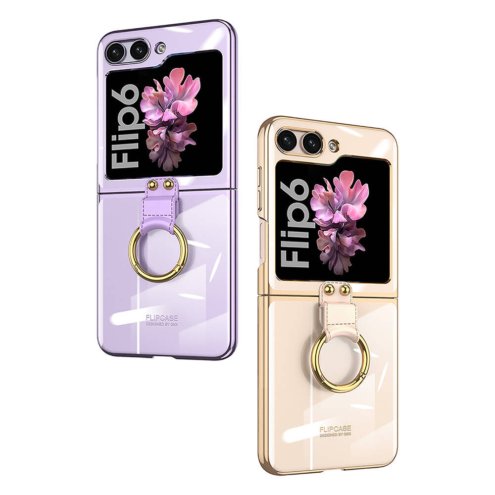 Galaxy Z Flip 6 Kılıf Zore Yüzüklü Kıpta Kapak Şeffaf