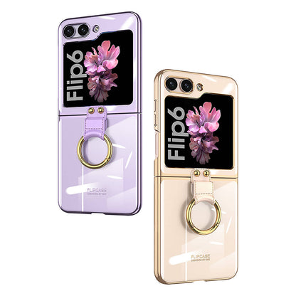 Galaxy Z Flip 6 Kılıf Zore Yüzüklü Kıpta Kapak Şeffaf
