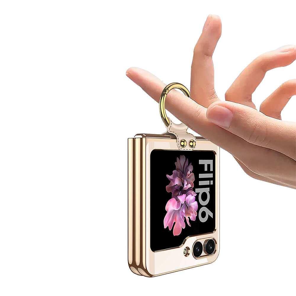 Galaxy Z Flip 6 Kılıf Zore Yüzüklü Kıpta Kapak Koyu Yeşil