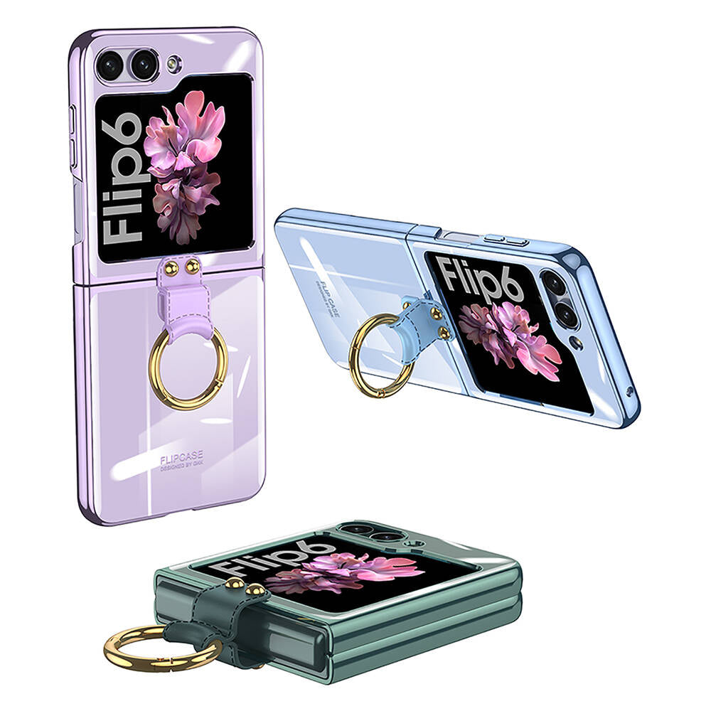 Galaxy Z Flip 6 Kılıf Zore Yüzüklü Kıpta Kapak Siyah