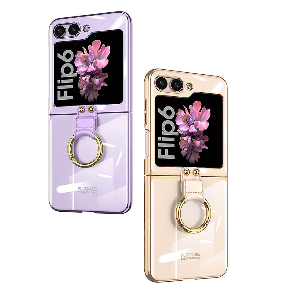 Galaxy Z Flip 6 Kılıf Zore Yüzüklü Kıpta Kapak Gold