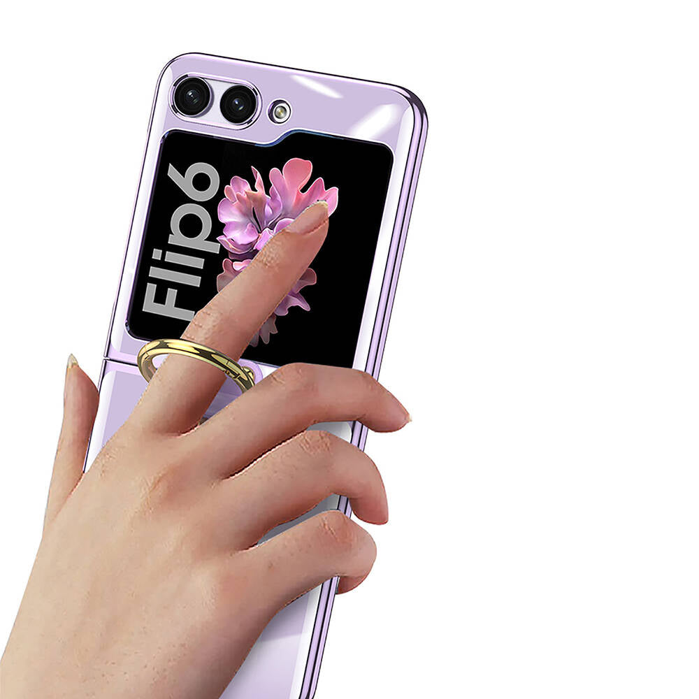 Galaxy Z Flip 6 Kılıf Zore Yüzüklü Kıpta Kapak Gold