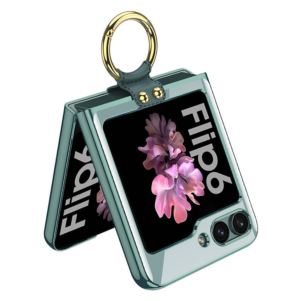 Galaxy Z Flip 6 Kılıf Zore Yüzüklü Kıpta Kapak Gold