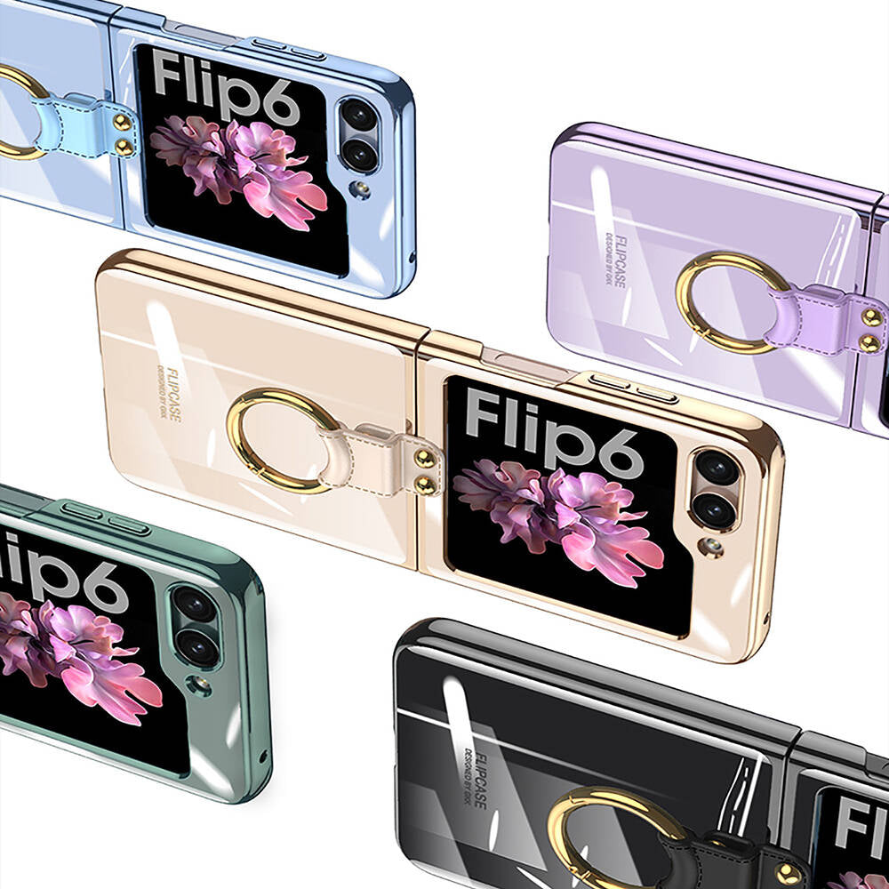 Galaxy Z Flip 6 Kılıf Zore Yüzüklü Kıpta Kapak Gold