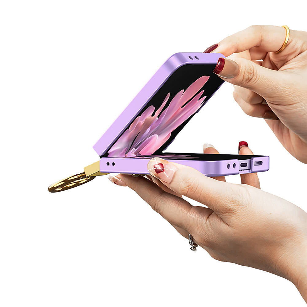 Galaxy Z Flip 6 Kılıf Zore Z Harfli Yüzüklü Kıpta Kapak Siyah
