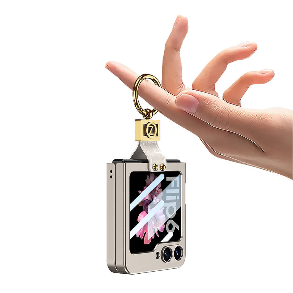 Galaxy Z Flip 6 Kılıf Zore Z Harfli Yüzüklü Kıpta Kapak Siyah