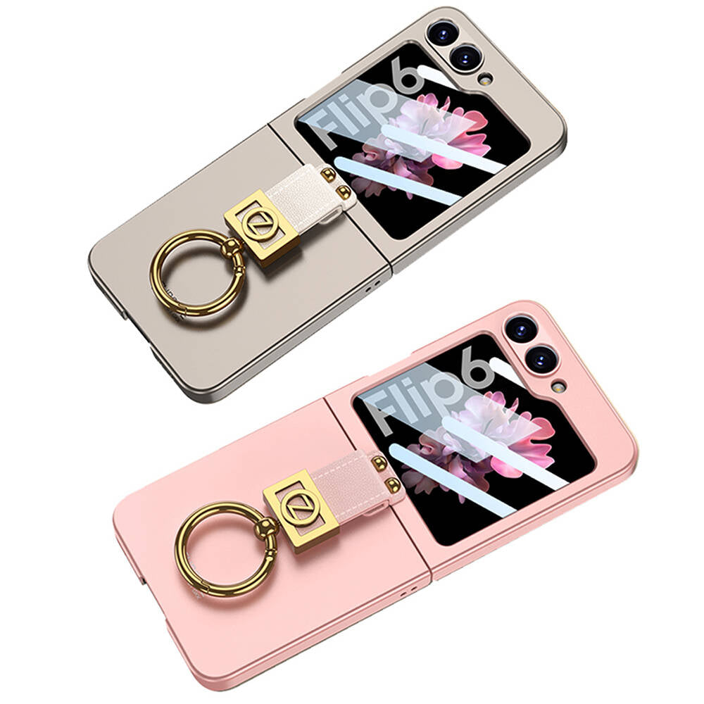 Galaxy Z Flip 6 Kılıf Zore Z Harfli Yüzüklü Kıpta Kapak Titanyum-Gri