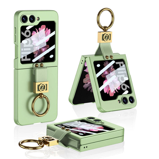 Galaxy Z Flip 6 Kılıf Zore Z Harfli Yüzüklü Kıpta Kapak Yeşil