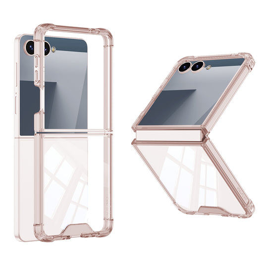 Galaxy Z Flip 7 Kılıf Zore Full Camlı Kıpta Kapak Pembe
