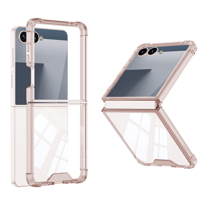 Galaxy Z Flip 7 Kılıf Zore Full Camlı Kıpta Kapak Pembe