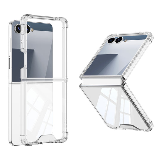 Galaxy Z Flip 7 Kılıf Zore Full Camlı Kıpta Kapak Şeffaf