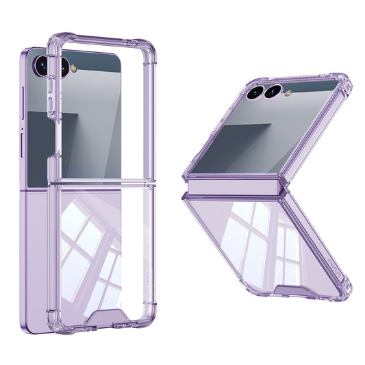 Galaxy Z Flip 7 Kılıf Zore Full Camlı Kıpta Kapak Mor