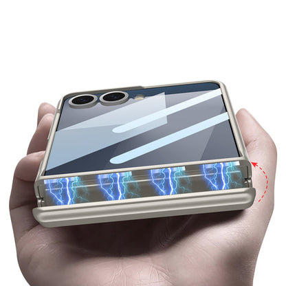 Galaxy Z Flip 7 Kılıf Zore Kıpta Standlı Kapak Gümüş