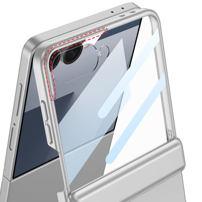 Galaxy Z Flip 7 Kılıf Zore Kıpta Standlı Kapak Gümüş