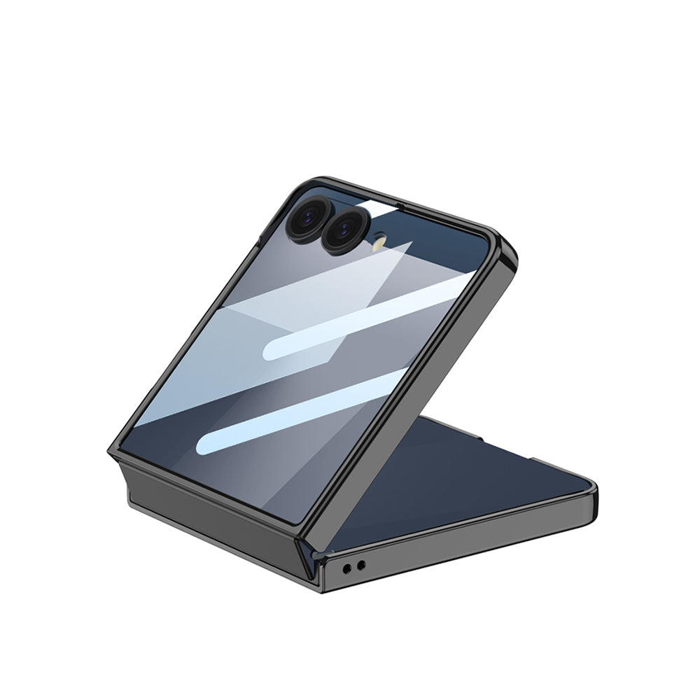 Galaxy Z Flip 7 M-safe Şarj Özellikli Zore Kıpta KPT-02 Standlı Kapak Gümüş