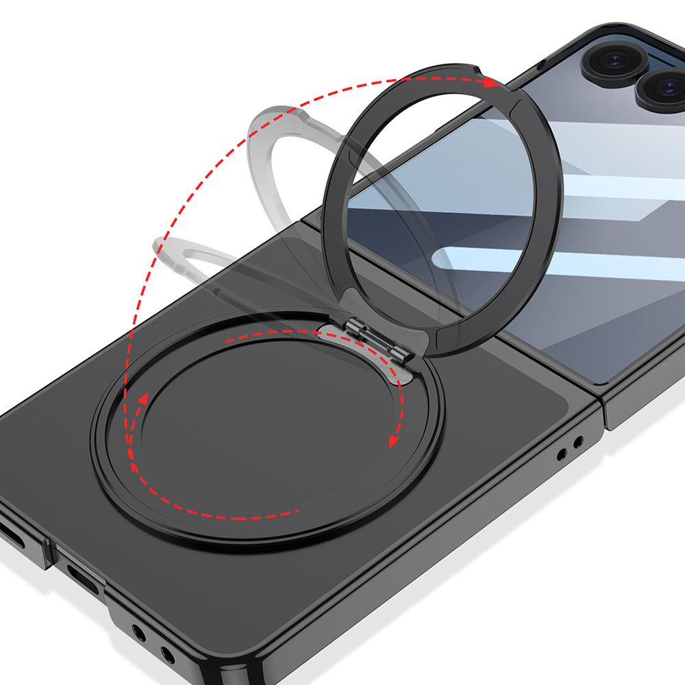 Galaxy Z Flip 7 M-safe Şarj Özellikli Zore Kıpta KPT-02 Standlı Kapak Gümüş