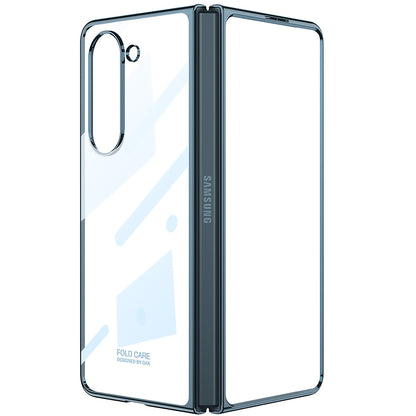 Galaxy Z Fold 5 Kılıf Zore Full Camlı Kıpta Kapak Gümüş Yeşili