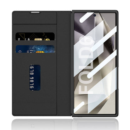 Galaxy Z Fold 6 Kılıf Kamera Korumalı Kadife Tasarımlı Zore Kıpta Kalem Bölmeli Fest Kapak Siyah