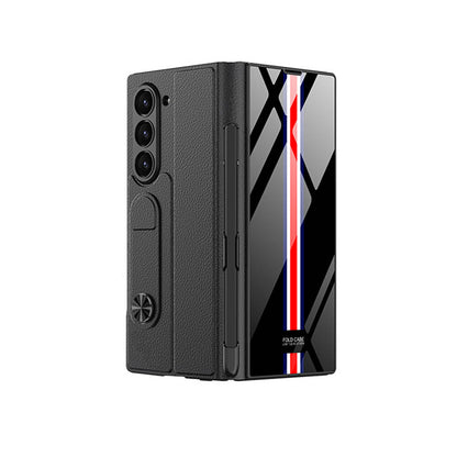 Galaxy Z Fold 6 Kılıf Kamera Korumalı Kartlıklı Kalem Bölmeli Zore Kıpta Çizgili Droga Kılıf Yeşil Kırmızı