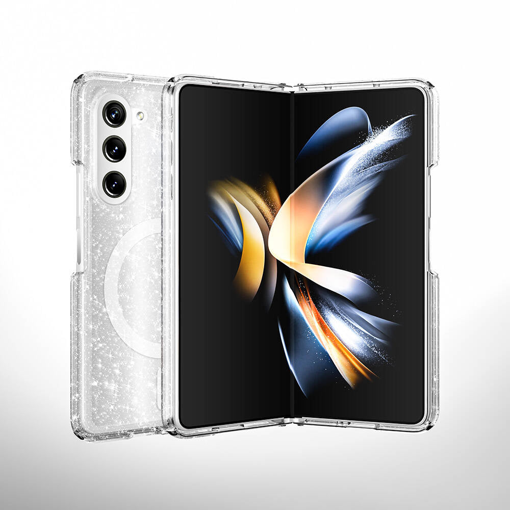 Galaxy Z Fold 6 Kılıf Magsafe Şarj Özellikli Parlayan Simli Saydam Renkli Zore Allstar Kapak Mor
