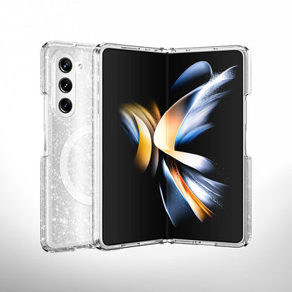 Galaxy Z Fold 6 Kılıf Magsafe Şarj Özellikli Parlayan Simli Saydam Renkli Zore Allstar Kapak Mor