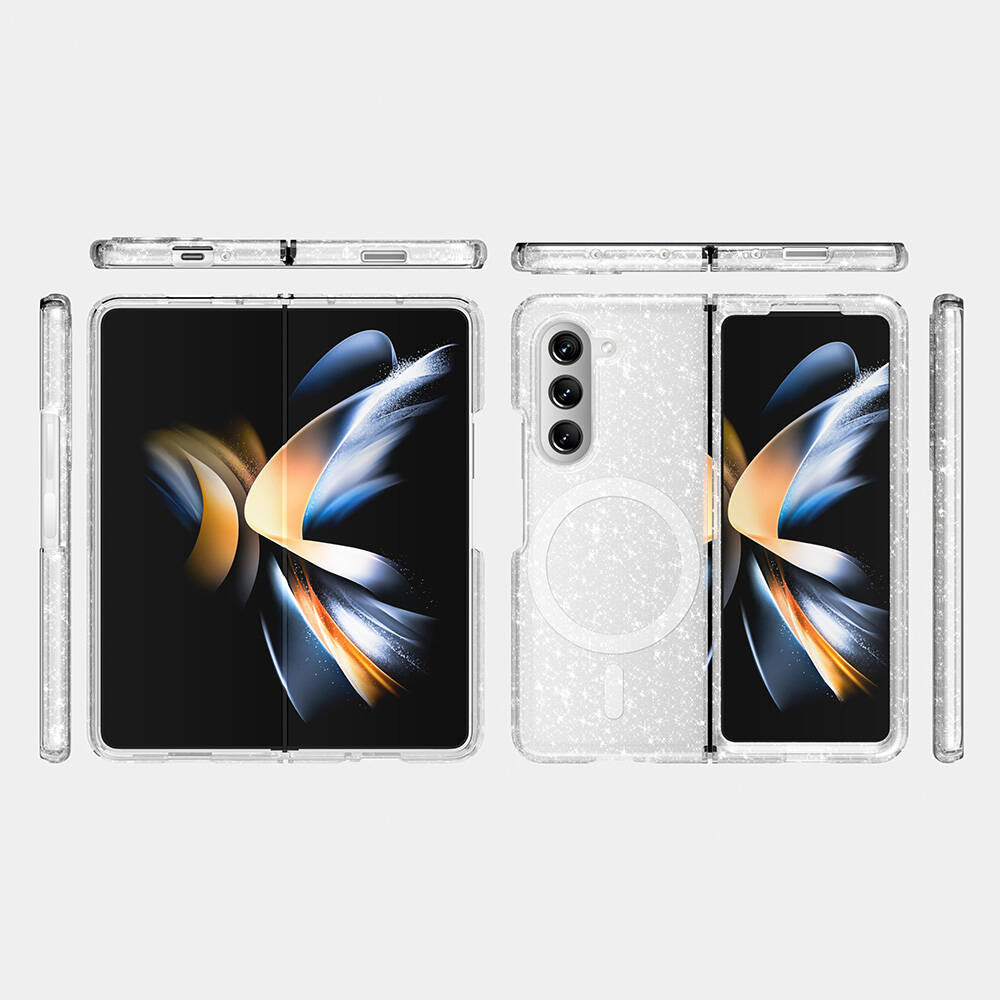 Galaxy Z Fold 6 Kılıf Magsafe Şarj Özellikli Parlayan Simli Saydam Renkli Zore Allstar Kapak Mor