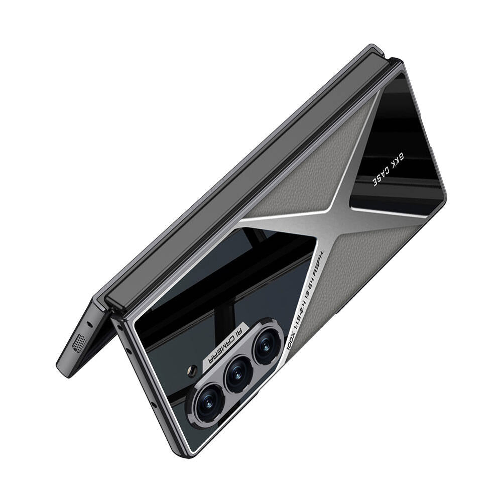 Galaxy Z Fold 6 Kılıf Ultra İnce Kamera Korumalı PC + Deri Arka Yüzey Zore X-Pro Kapak Siyah