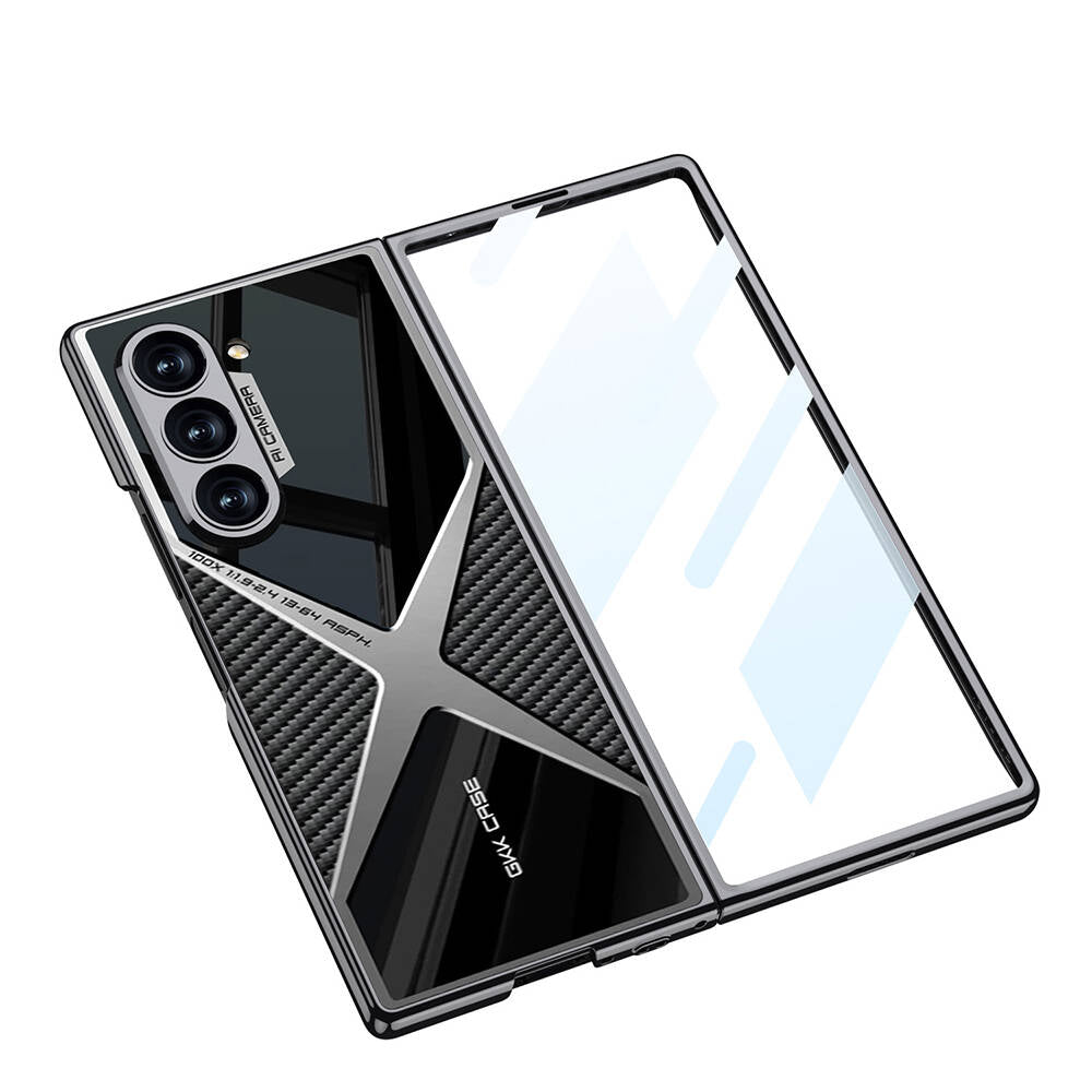 Galaxy Z Fold 6 Kılıf Ultra İnce Kamera Korumalı PC + Karbon Arka Yüzey Zore X-Pro Kapak Siyah
