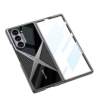 Galaxy Z Fold 6 Kılıf Ultra İnce Kamera Korumalı PC + Karbon Arka Yüzey Zore X-Pro Kapak Siyah