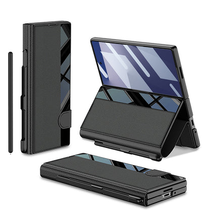 Galaxy Z Fold 7 Kılıf Kamera Korumalı Zore Kıpta Aynalı Kalem Bölmeli Fest Kapak Siyah