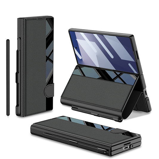 Galaxy Z Fold 7 Kılıf Kamera Korumalı Zore Kıpta Aynalı Kalem Bölmeli Fest Kapak Siyah