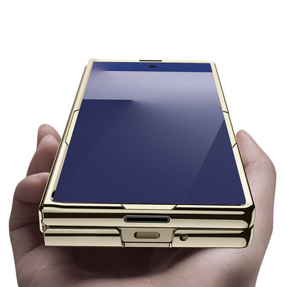 Galaxy Z Fold 7 Kılıf Zore Full Camlı Kıpta Kapak Gri-Yeşil