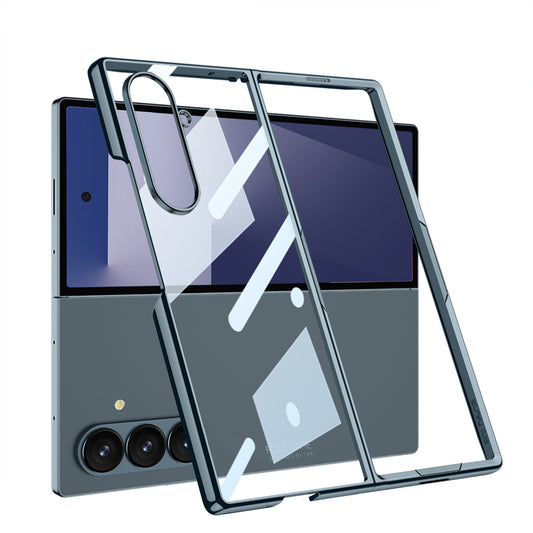 Galaxy Z Fold 7 Kılıf Zore Full Camlı Kıpta Kapak Gri-Yeşil