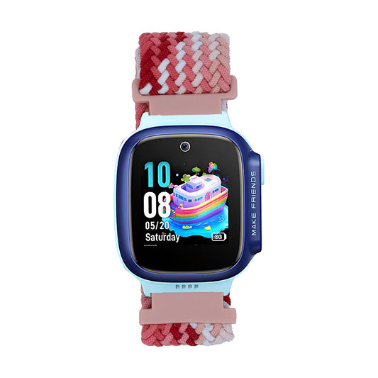 Huawei GT4 41mm Zore KRD-139 18mm Çocuklara Özel Örgü Kordon Kırmızı-Pembe