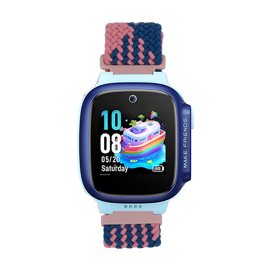 Huawei GT4 41mm Zore KRD-139 18mm Çocuklara Özel Örgü Kordon Pembe-Mavi
