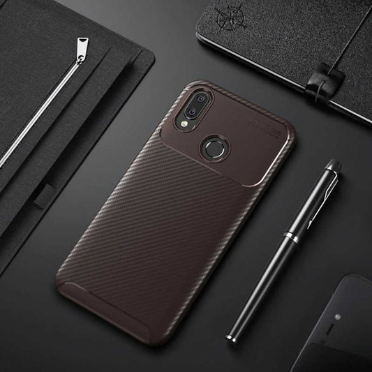 Huawei Honor Play Kılıf Zore Negro Silikon Kapak Kahverengi
