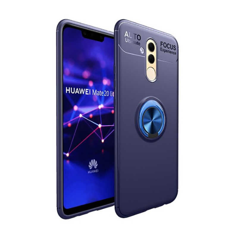 Huawei Mate 20 Lite Kılıf Zore Ravel Silikon Kapak Siyah-Mavi