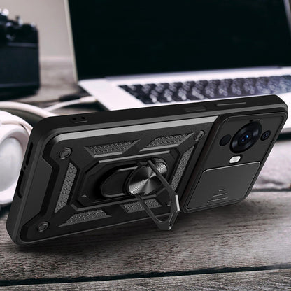 Huawei Nova 12S Kılıf Magnetik Standlı Kamera Korumalı Zore Sürgülü Vega Kapak Siyah
