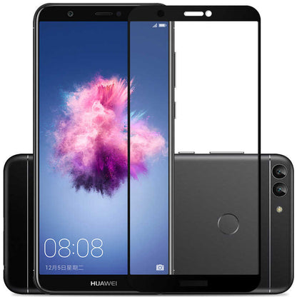 Huawei P Smart Zore Kenarları Kırılmaya Dayanıklı Cam Ekran Koruyucu Siyah