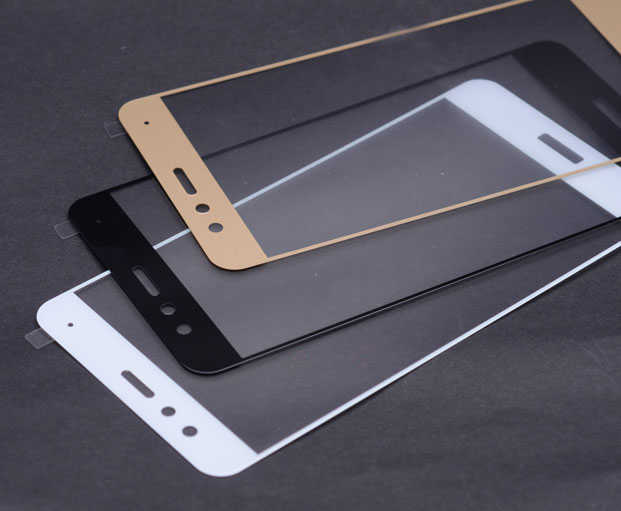 Huawei P10 Lite Zore Ekranı Tam Kaplayan Düz Cam Koruyucu Gold