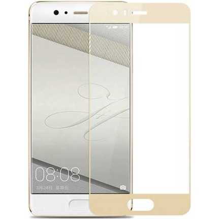 Huawei P10 Plus Zore Ekranı Tam Kaplayan Düz Cam Koruyucu Gold